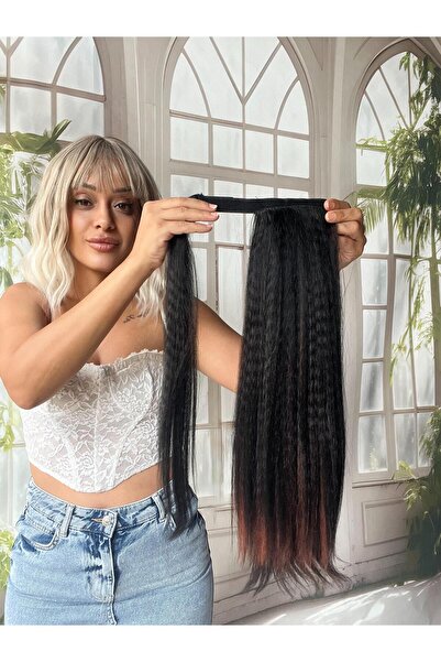 Suzan Peruk Bağcıklı At Kuyruğu Gerçek Saç Dokulu- Yandan dolamalı Takması ço...