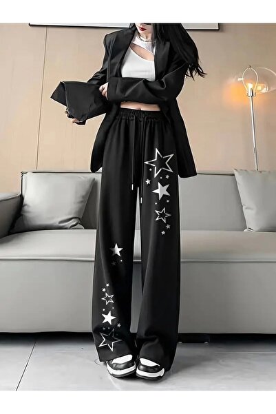 Violon Y2k بدلة رياضية فضفاضة مطبوعة بنجمة للجنسين