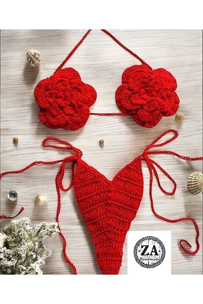 ZAHandmade Rose Detailed Bikini Set