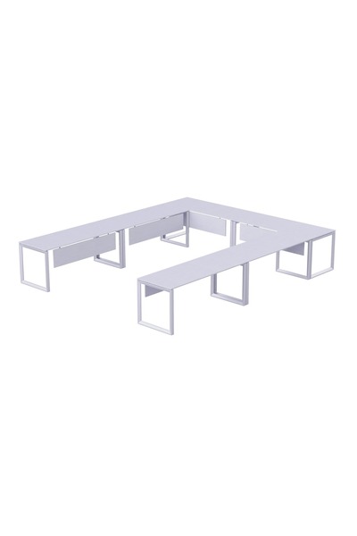 Mahmayi Vorm 136-14 U-Shaped Conference Meeting Table for Office - 12 Seater, White