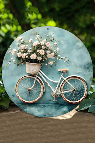 kutuTR Çiçek Sepetli Bisiklet Temalı UV Baskılı 3D GÜRÜNÜMLÜ MDF Duvar Süsü –...