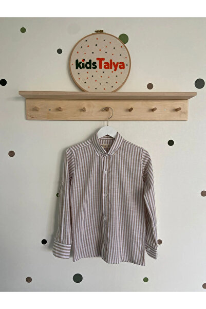 kidstalya قميص بني مخطط