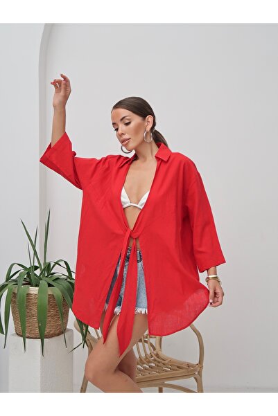 Paw Garage Women's Linen Single Tie Pareo Shirt