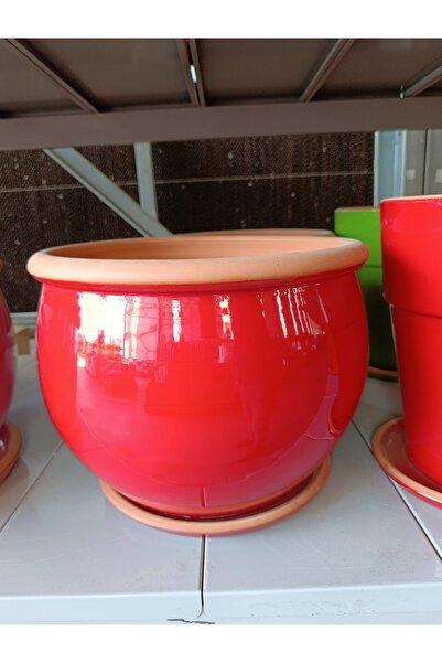 Yades 40-50 Litre Tabaklı Bombeli Toprak Saksı