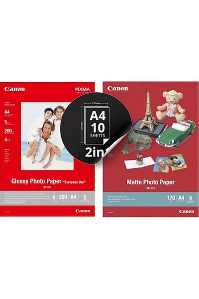 Canon Pachet A4 10 coli Hârtie foto Pixma Hârtie foto lucioasă de zi cu zi GP-501 Hârtie foto mată MP-101