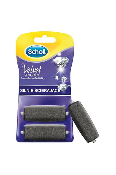 SCHÖLL Set de 2 rezerve de pile electrice Scholl Velvet Smooth Wet & Dry cu cristale diamantate, granulație mare, gri