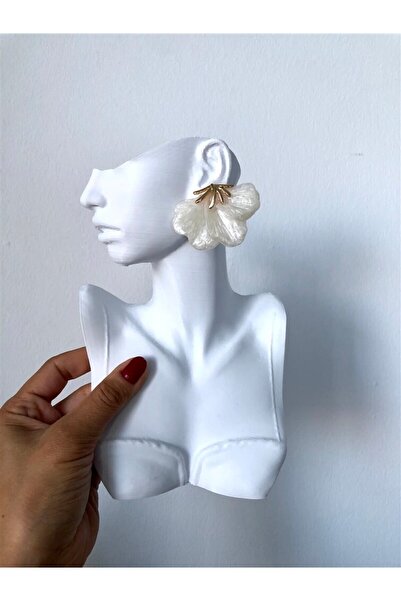 Gözde Tasarım Butik Women's Blue Color Mother of Pearl Imported Special Design Flower Earrings