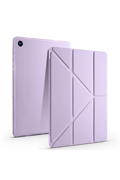 HTstore حافظة Galaxy Compatible Tab A9 Plus حافظة Zore ثلاثية الطي مع حامل وحجرة للقلم - أرجواني