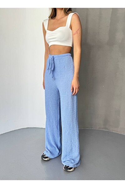 THEBEK Women's Bubble Loose Summer Casual Loose Cut Elastic Pipe Leg Trousers