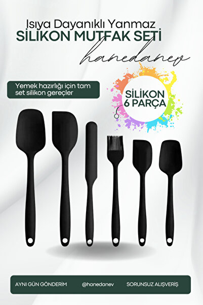 Hanedanev Heat Resistant Fireproof Non-Stick Silicone Spatula Spoon Brush Set...