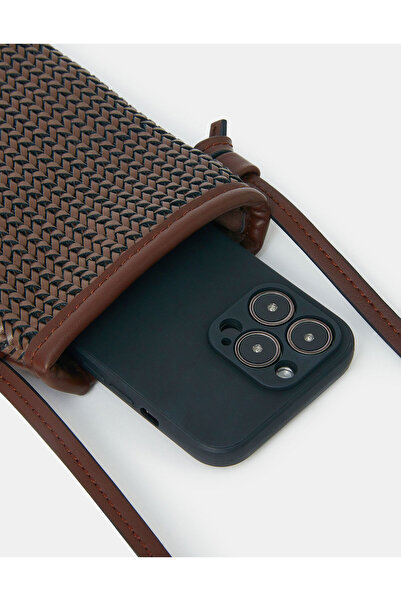 Accessorize Örgü Telefon Çantası Kahverengi