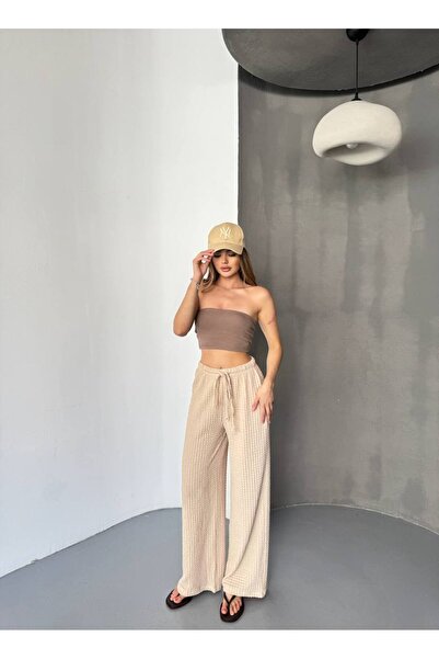 THEBEK Women's Bubble Loose Summer Casual Loose Cut Elastic Pipe Leg Trousers