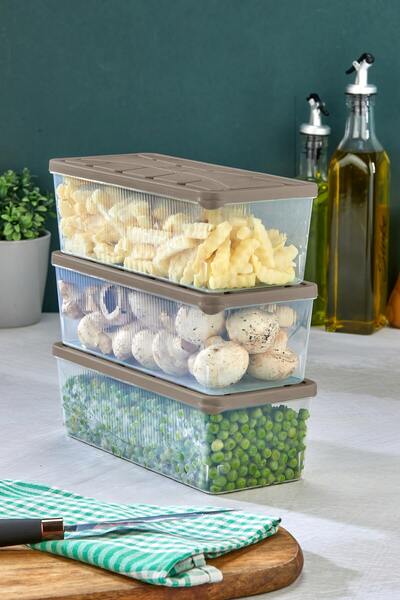 NY HOME Storage Container 3 Pcs 2000 ml Brown