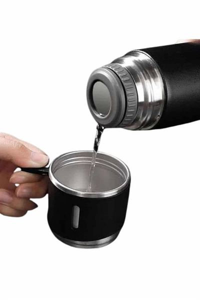 CPU ELEKTRONİK Thermos Set with 3 Cups, Special Gift for Mother's Day, Portable Leak-Proof Heat Protector