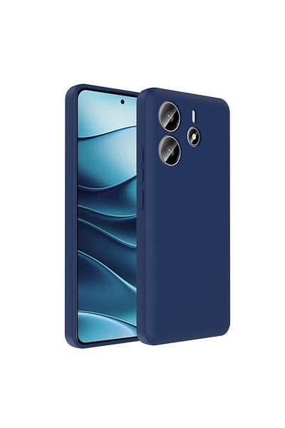 HTstore حافظة هاتف Xiaomi Redmi Note 14 4G متوافقة مع حافظة Zore Vitra مع حماية للكاميرا وحامل البطاقة - أزرق داكن