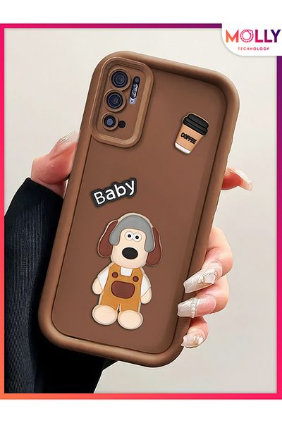 Molly حافظة من السيليكون بحواف سميكة ثلاثية الأبعاد منقوشة على شكل كلب جروميت لطيف لهاتف Xiaomi REDMI Note 10 5G
