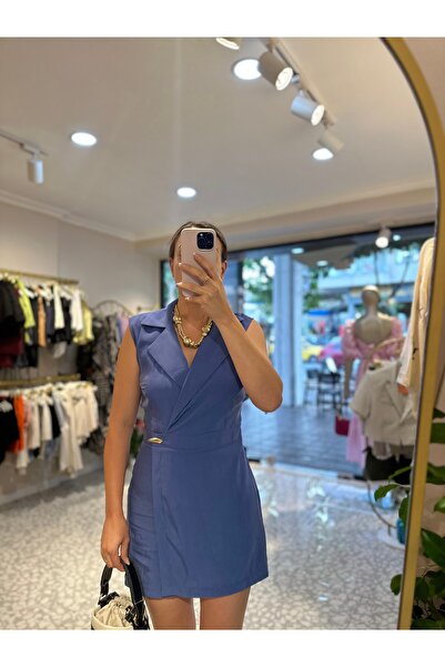 MU&ME BOUTİQUE ELBİSE KRUVAZE ŞORT TULUM - MAVİ