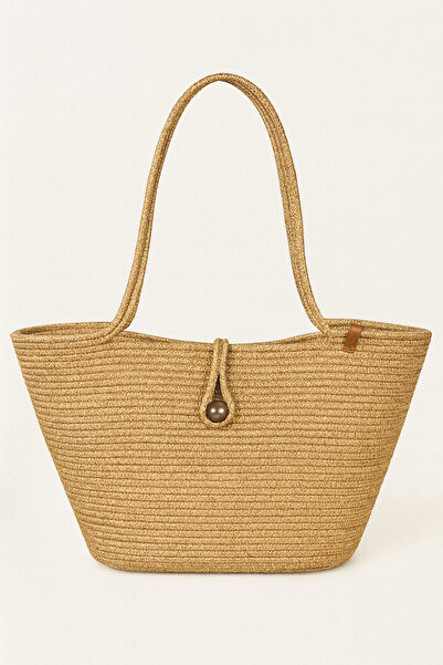 Efuliz Home Τσάντα παραλίας από άχυρο γιούτα, καθημερινή τσάντα ώμου με μακριά λαβή, χειροποίητη τσάντα φυσικής τάσης