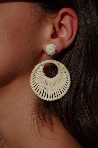 Rumon Straw Braid Hoop Earrings