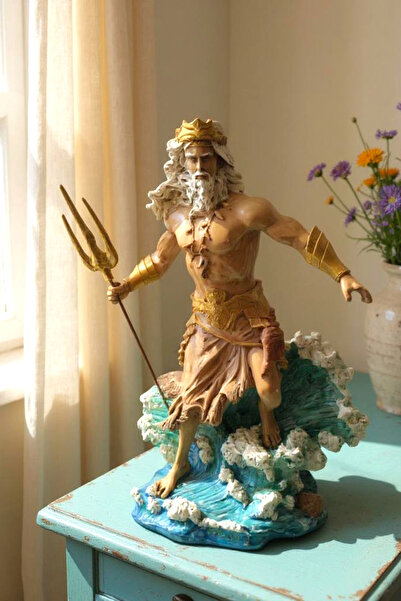 3deepdesign Poseidon Heykeli | El Yapımı Polyester Mitolojik Dekoratif Biblo ...