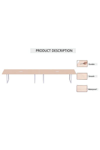 Mahmayi Vorm 136-48 Modern Conference-Meeting Table for Office, Home-(12 Seater, Oak)