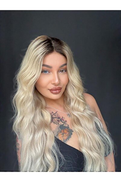 Suzan Peruk Sarı ombreli Tül peruk orjinal %100 Gerçek Saç Heryöne Ayrım yapılabilen