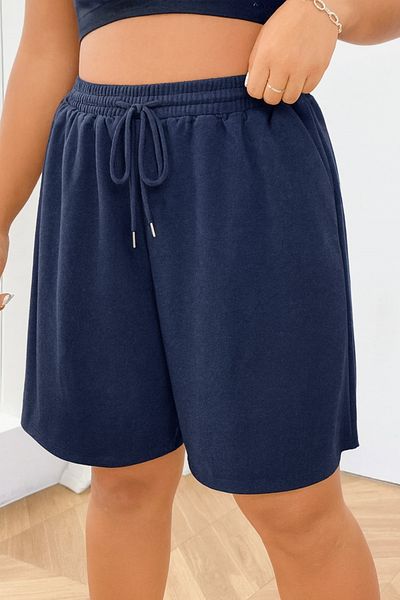 EydaMoon Pantaloni scurți de damă, cu tăietură lejeră, cu talie largă, cu talie elastică