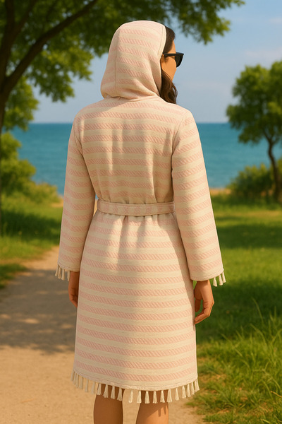 Hayalet Special Production Hooded Cotton Woven Unisex Bathrobe Peshtemal