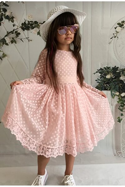 BEGONYA BEBECE KIDS κοριτσίστικα ανοιχτό ροζ φορέματα για ειδικές περιστάσεις