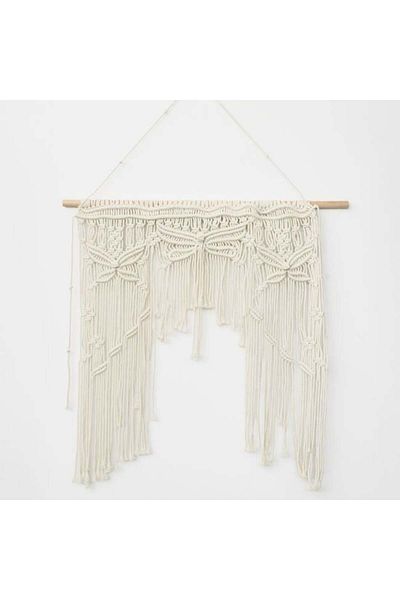 TOPI TOY Accesoriu decorativ din textil, macrame, ecru, pentru fereastra sau perete, 84x93 cm