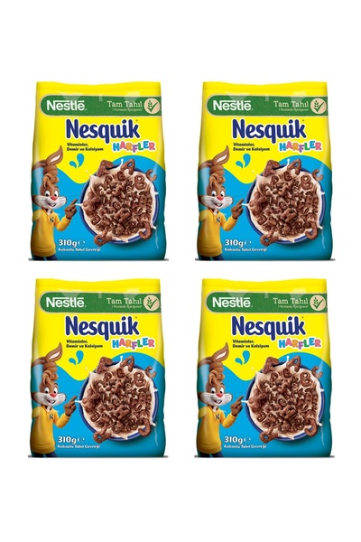 Nestle Nesquik Harfler Kakaolu Buğday ve Mısır Gevreği 310 Gr x 4 Adet