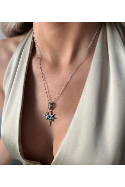İNN JEWELLERY Steel Necklace Anti-Tarnish Anti-Allergic Eye Figure (2 Years Importor Warranty)