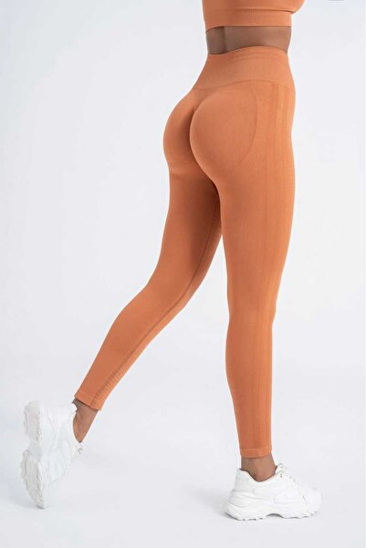 femoragym Femora Push-up Detaylı Süper Esnek Bacak Çizgi Detaylı Kiremit Spor...