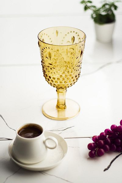 Hangora Acrylic Amber Single Goblet & Water Soft Drink Coffee Side Glass 450 ml (Not Glass)