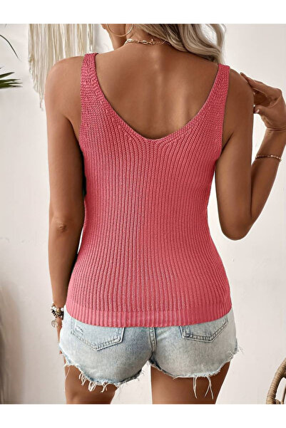 HobiDünyasıElif NİDAM BUTİK Γυναικεία Αμάνικη Μπλούζα Πλεκτό με Χοντρό Λουράκ...