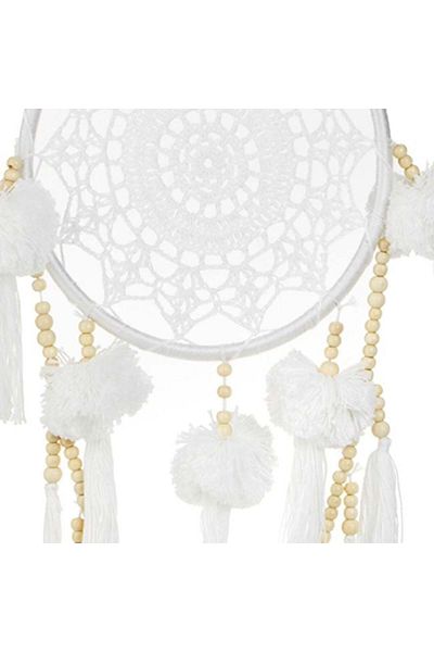 TOPI TOY Talisman/dreamcatcher with pompom, fringe and wooden beads, diameter 21cm