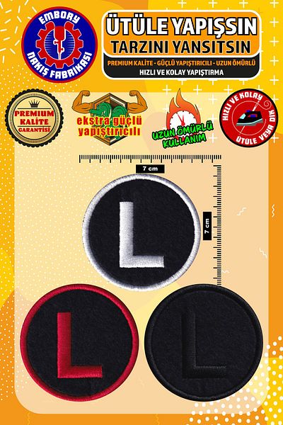 Embory Patch de armă care se lipsește cu călcat, litera L (3 bucăți) Patch de aplicație țesătură broderie cu călcat