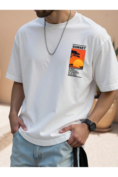 SVART WEAR Μπλουζάκι Sunset με τύπωμα 100% βαμβάκι oversized