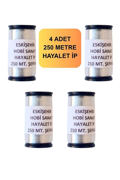 Eskişehir hobi sanat 4 Pieces 250 Meters Ghost Line 0.10 mm Fishing Line Transparent (Total 1000 Meters)