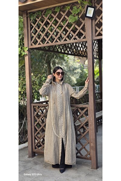 Henna Elisa fermuarlı pamuk ketenn ferace