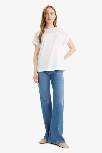 DeFacto Crew Neck Flared Cotton Short Sleeve T-Shirt E9898Ax25Au