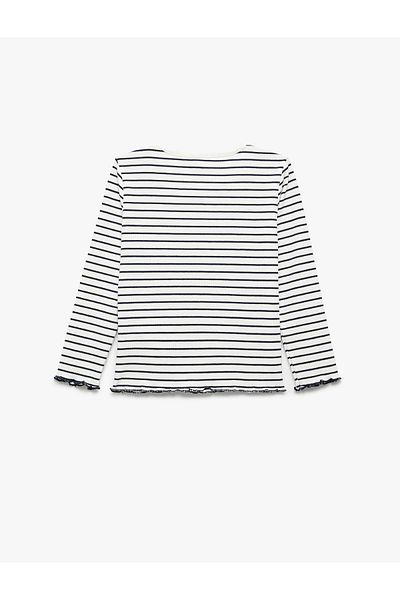 Koton Long Sleeve Crew Neck Viscose Blended Striped T-Shirt