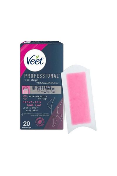Veet شرائح جل الشمع لإزالة الشعر بزبدة الشيا للبشرة العادية - ٢٠ شريحة