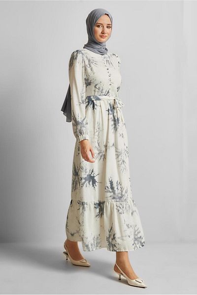 Alvina Belted Patterned Dress 45725