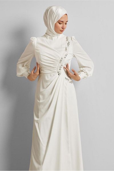 Alvina Stone Satin Evening Dress 50524