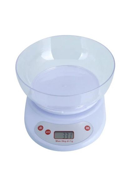 OEM Cântar de bucătărie digital de precizie, cu bol inclus, greutate maximă 5 KG, funcționează cu baterii