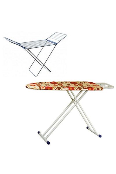 Zilan Pachet - Masă de călcat cu model floral, + Uscător de rufe metalic, Enger