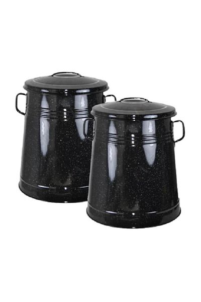 Medias Promo Pack: 2 x 30-liter Lard Containers, Enameled Garnita