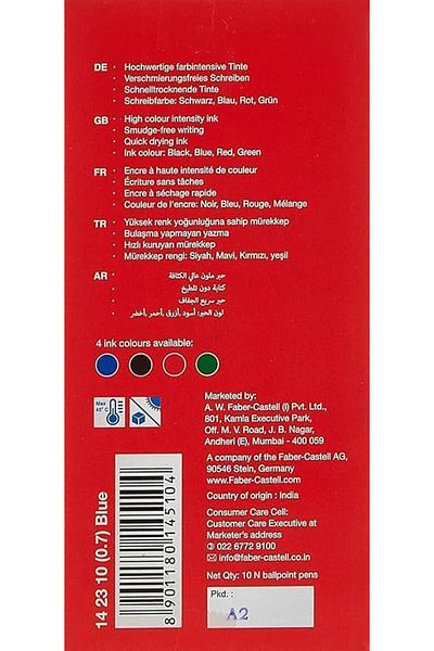 Faber Castell FABER-CASTELL 1423 BALL PEN 0.7MM BOX OF 10PC BLUE