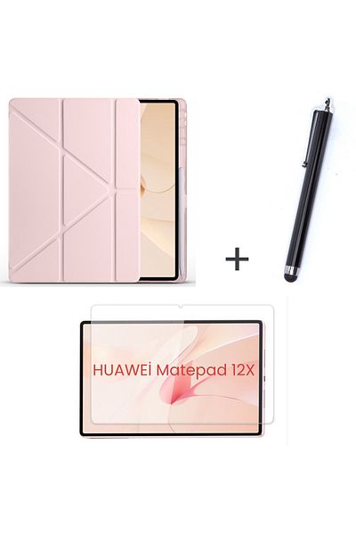 İncisoft Huawei Matepad 12X Compatible Pen Compartment Stand Case + Screen Protector + Pen Set of 3